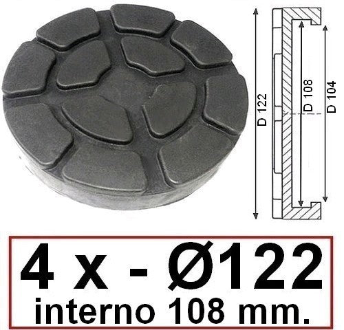 Tamponi per ponte sollevatore d. esterno 122 mm -4 pz-blocchi in gomma