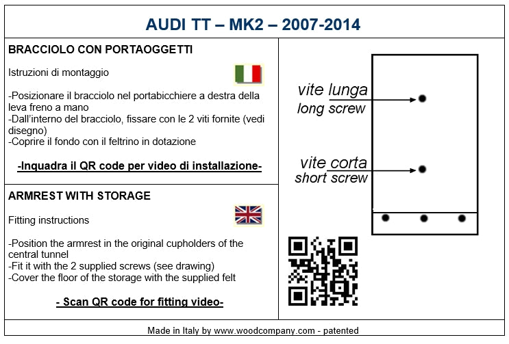 Audi TT (2007-2014) アームレスト - 目に見えないインスタレーション
