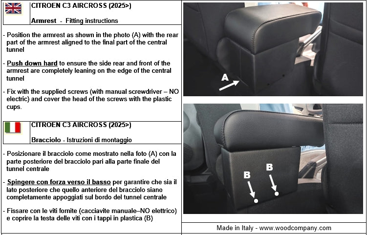 Citroën C3 Aircross (from 2025) armrest