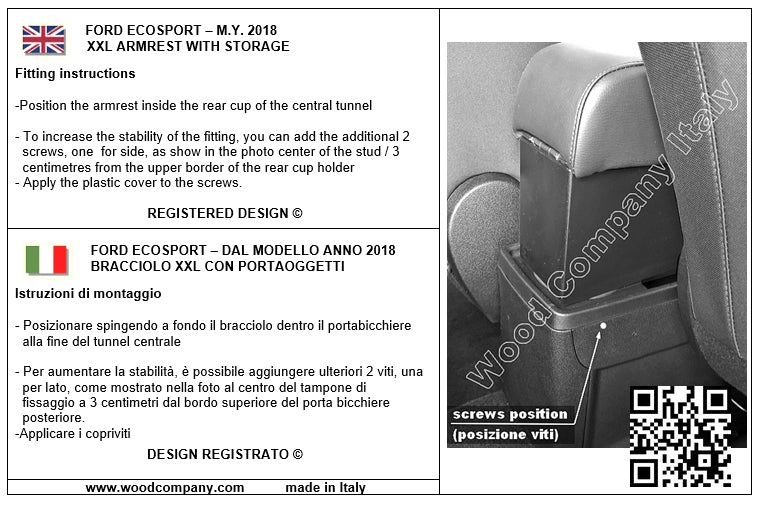 Ford Ecosport (2018-2022) bracciolo - installazione invisibile