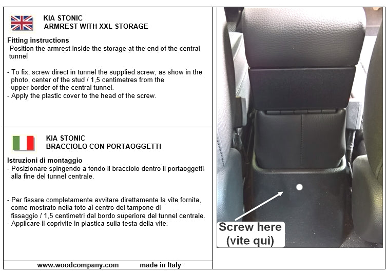 Kia Stonic - bracciolo - installazione ad incastro