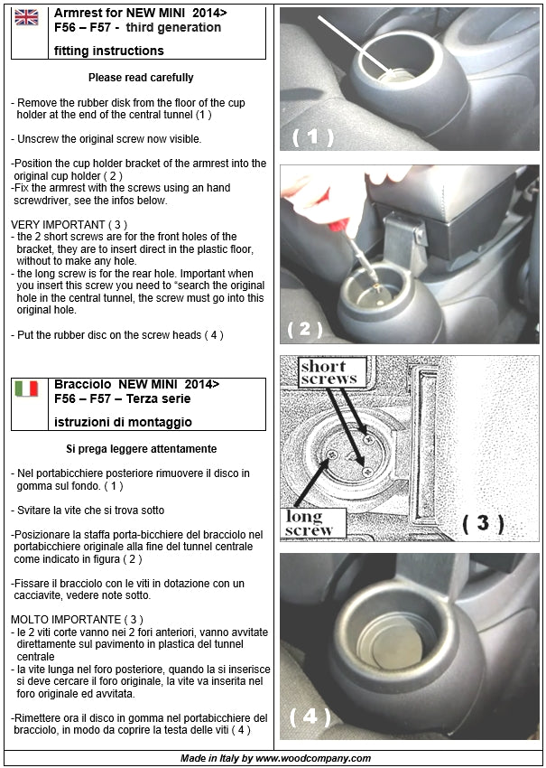 Mini F56 en F57 sinds 2014 3 deuren armsteun - installatie onzichtbare