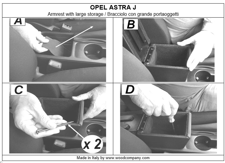 Opel Astra J et GTC (2012-2018) accoudoir - assemblage invisible