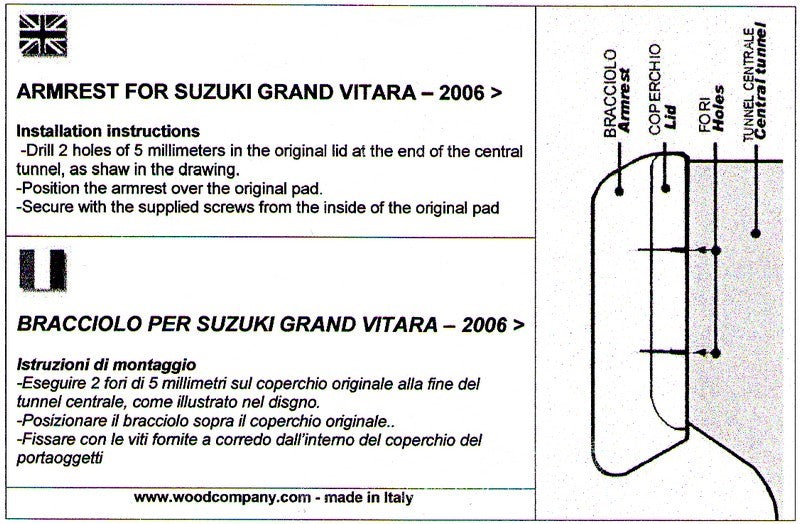Suzuki Grand Vitara (2006-2014) 3 puertas apoyabrazos - instalación invisible