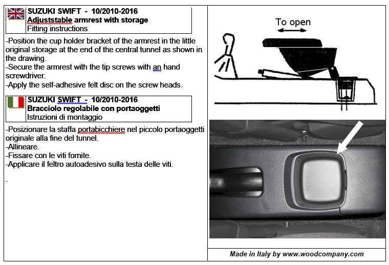 Suzuki Swift (2010-2016) bracciolo