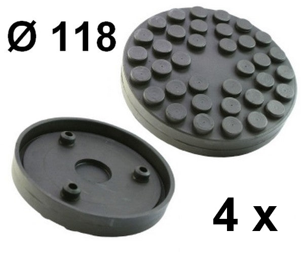 Tampons pont élévateur d.extérieur 118 mm-4 pcs-caoutchouc-3 chevilles
