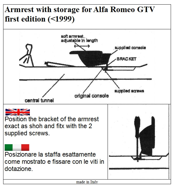Alfa Romeo GTV 1 serie (1995-1999) bracciolo