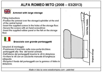 Alfa Romeo Mito (2008-2013) apoio de braco - instalação invisível