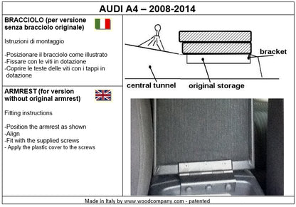 アウディA4 (2007-2014) そして A5 アームレスト - 目に見えないインスタレーション-audi a4 e a5