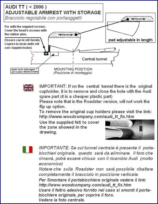Audi TT MK1 (1998-2006) armrest