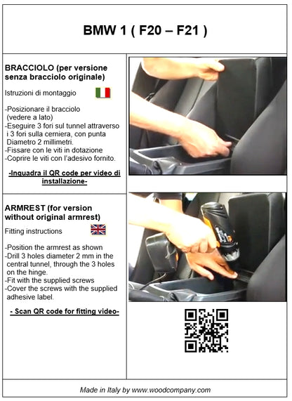 BMW 1 F20 en F21 armsteun mod. DESIGN - installatie onzichtbare