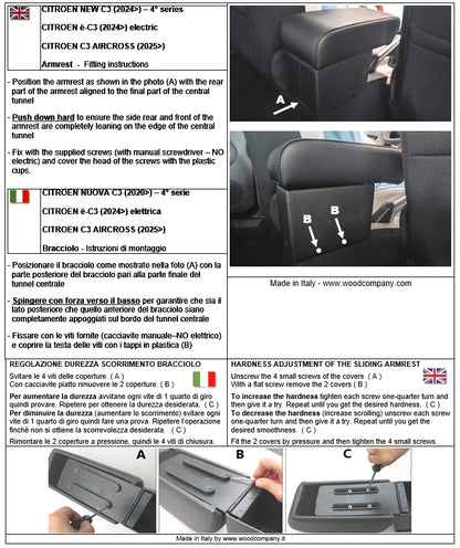 Citroën New C3 from 2024 armrest -for petrol cars,ë-C3 electric,hybrid