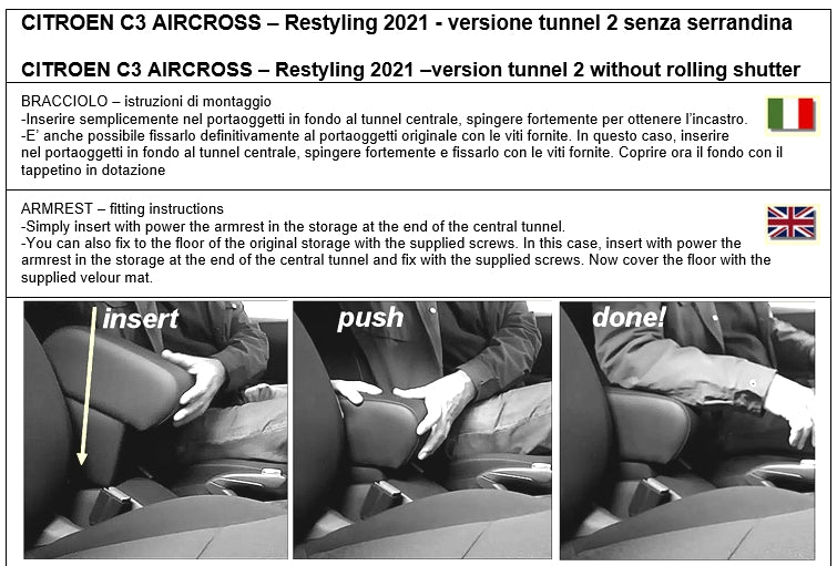 Citroën C3 Aircross 2021-2024 apoio de braco-túnel sem obturador