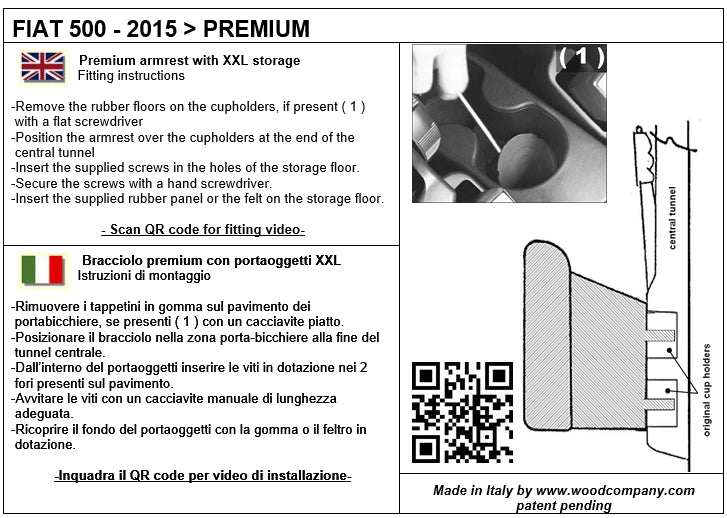 Fiat 500 (2015-2025) - Abarth bracciolo mod. PREMIUM