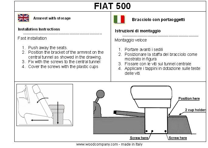 Fiat 500 and Abarth (2007-2015) armrest