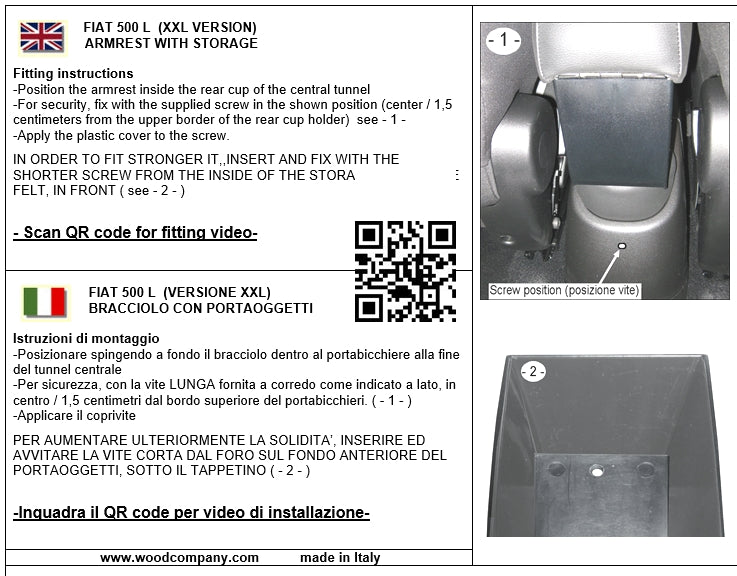 Fiat 500L 2012-05/2017 Trekking apoio de braco - instalação por encaixe