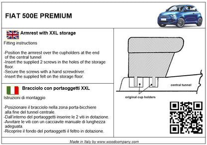 Fiat 500E electric - armrest mod. PREMIUM