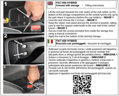 Fiat 600 Hybrid bracciolo - installazione senza fori