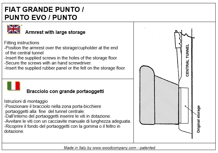 Fiat Grande Punto - Evo desde 2012 apoio de braco-instalação invisível