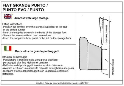 Fiat Grande Punto - Evo desde 2012 apoio de braco-instalação invisível