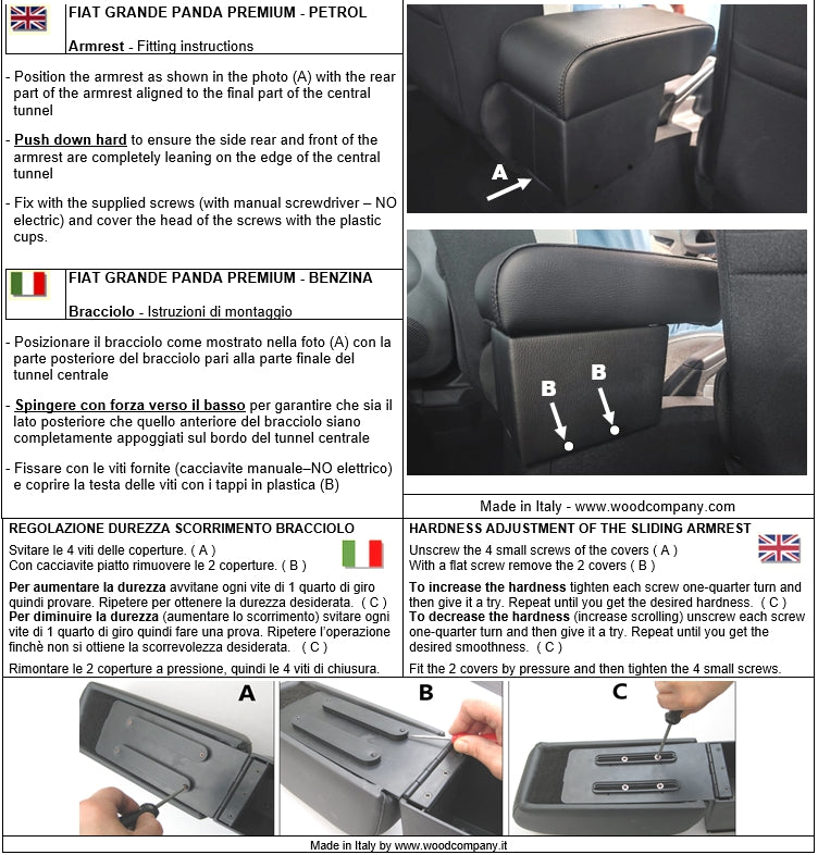 Fiat Grande Panda (versão a gasolina) apoio de braco