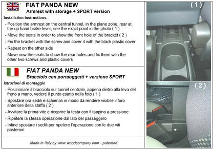 Fiat Panda (depuis 2012) accoudoir avec rangement