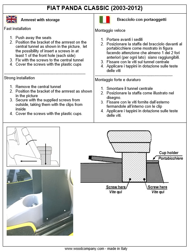 Fiat Panda (2003-2011) and Panda Classic armrest