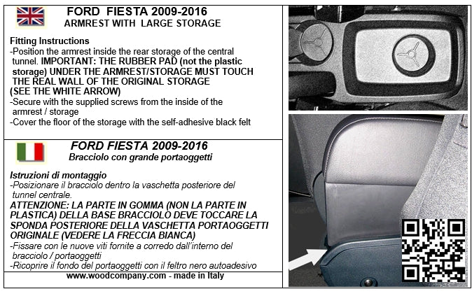 Ford Fiesta (2009-2016) apoio de braco - instalação invisível