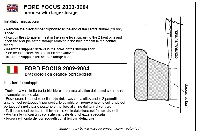 Ford Focus (2002-2004) Mittelarmlehne - unsichtbare Montage