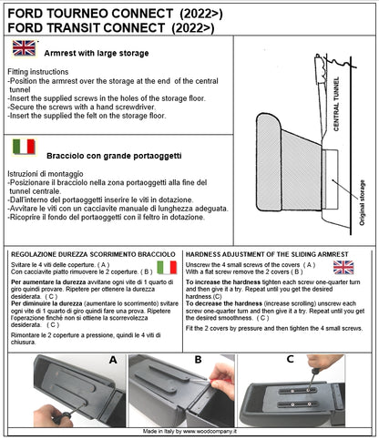 Ford Transit Connect (desde 2022) apoyabrazos - instalación invisible