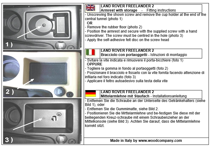 LR Freelander 2 2007-2012 - apoio de braço LUXURY-instalação sem furos