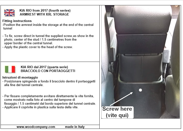 Kia Rio (2017-2023) - bracciolo - installazione ad incastro