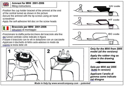 Mini One en Cooper (2001-2006) armsteun - installatie onzichtbare