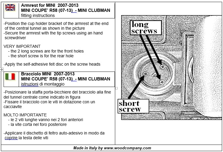 Mini One en Cooper (2007-2013) armsteun - installatie onzichtbare