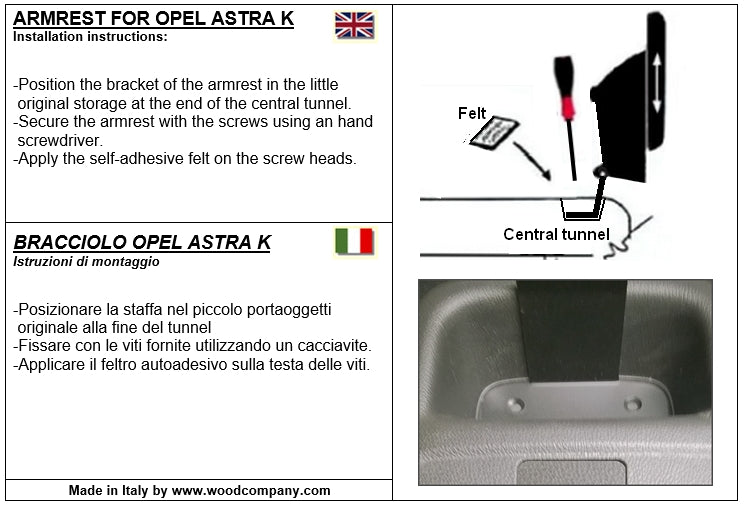 Opel Astra K armrest