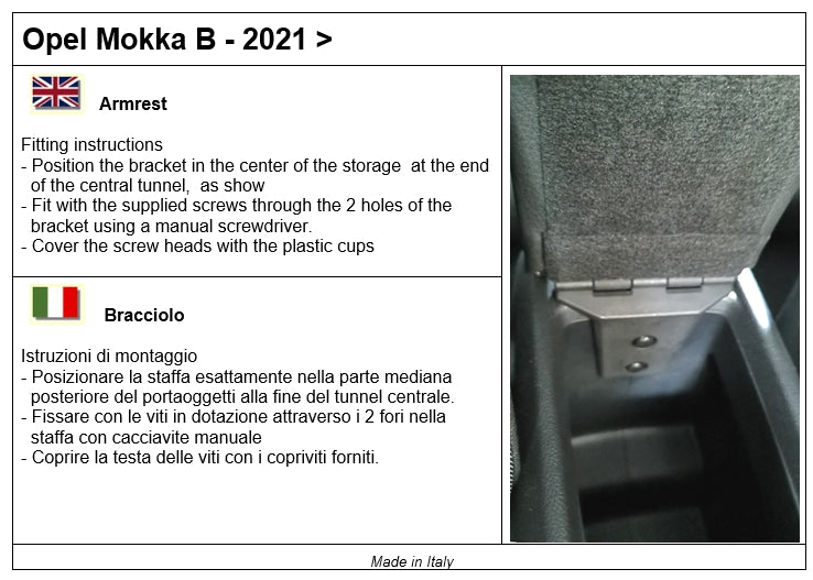 Opel Mokka (from 2020) and Mokka B armrest
