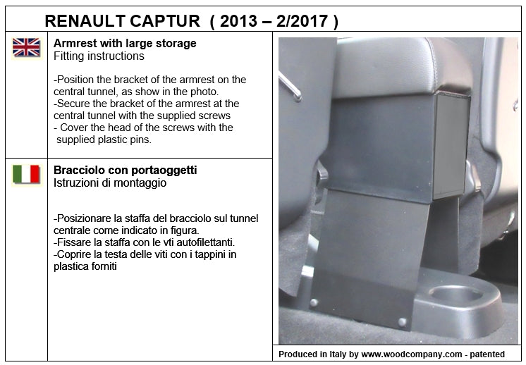 Renault Captur (2013-02/2017) armrest