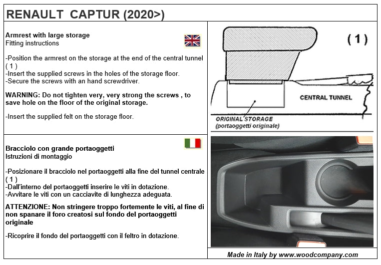 Renault Captur (2020-2024) apoyabrazos - instalación invisible