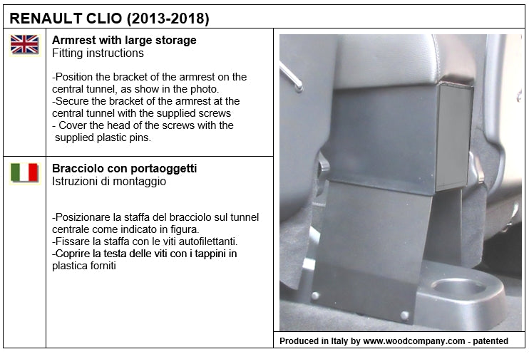 Renault Clio (2013-09/2019) armrest