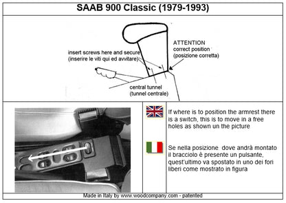 Saab 900 Classic apoio de braco - instalação invisível