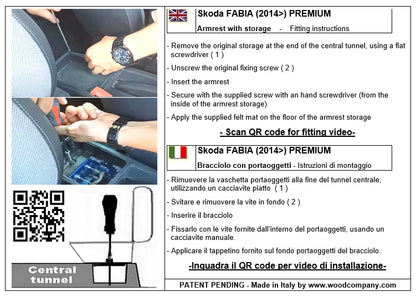 Skoda Fabia 2014-2021-υποβραχιόνιο Ασφάλιστρο-εγκατάσταση χωρίς τρύπες