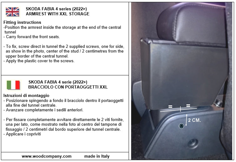 Skoda Fabia 4 serie (desde 2022) y Fabia Monte Carlo apoyabrazos