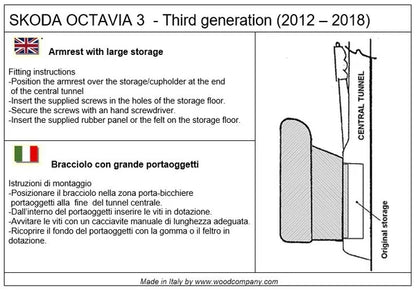 Skoda Octavia (2013-2019) 3 σειρά υποβραχιόνιο - αόρατη εγκατάσταση