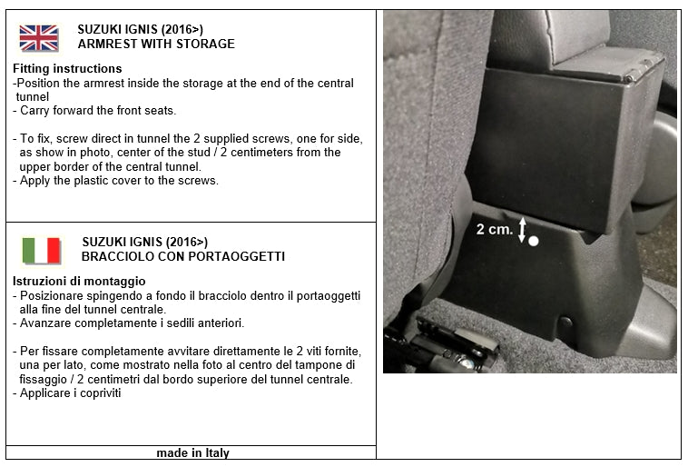Suzuki Ignis (from 2016) armrest
