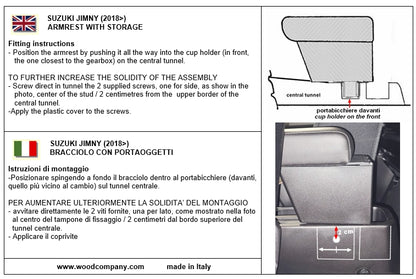 Suzuki Jimny (dal 2018) - bracciolo - installazione ad incastro