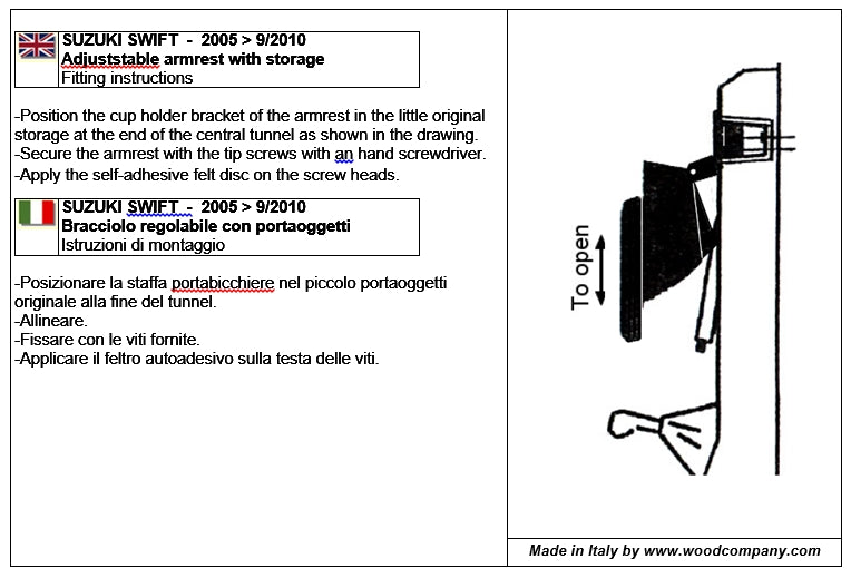 Suzuki Swift (2005-2010) armrest