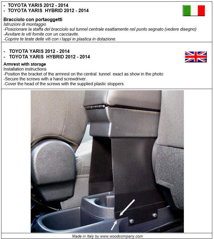 Toyota Yaris y Yaris Hybrid (2012-2014) apoyabrazos