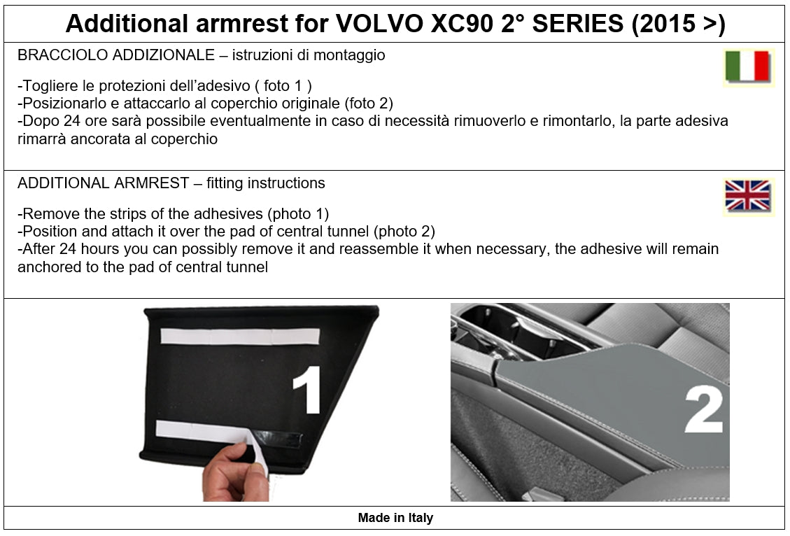 Volvo XC90 desde 2015 apoio de braco adicional -instalação por encaixe