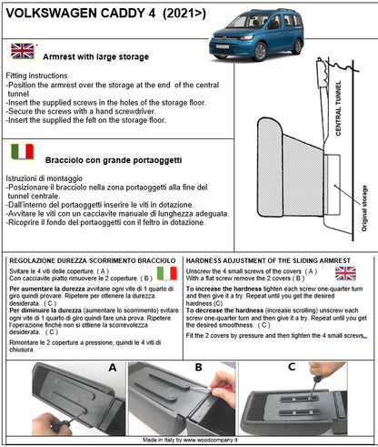 Volkswagen Caddy 5 serie (dal 2021) bracciolo - installazione invisibile