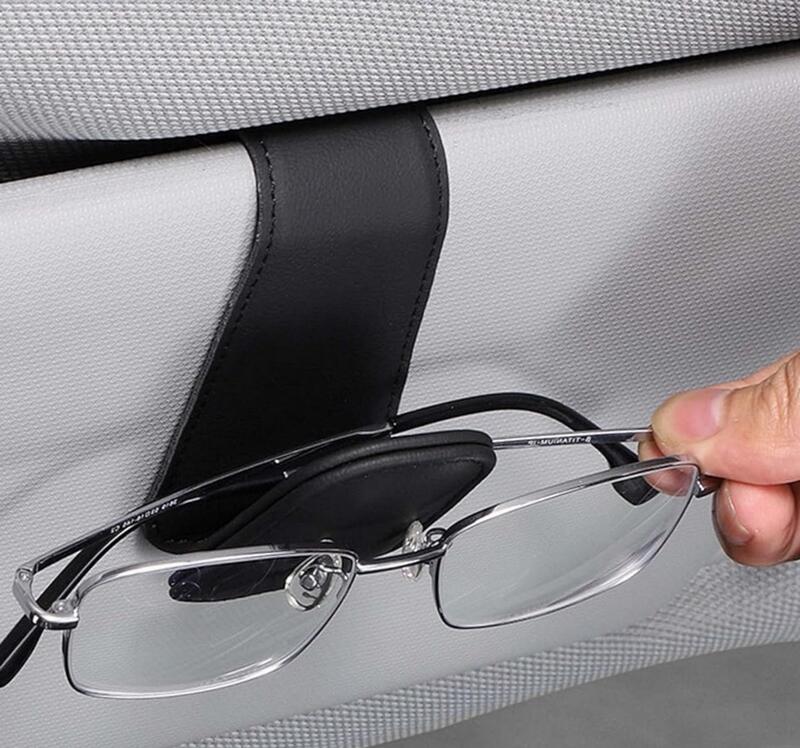 Supporto per Occhiali Sole da Auto,pelle nero-per alette parasole auto